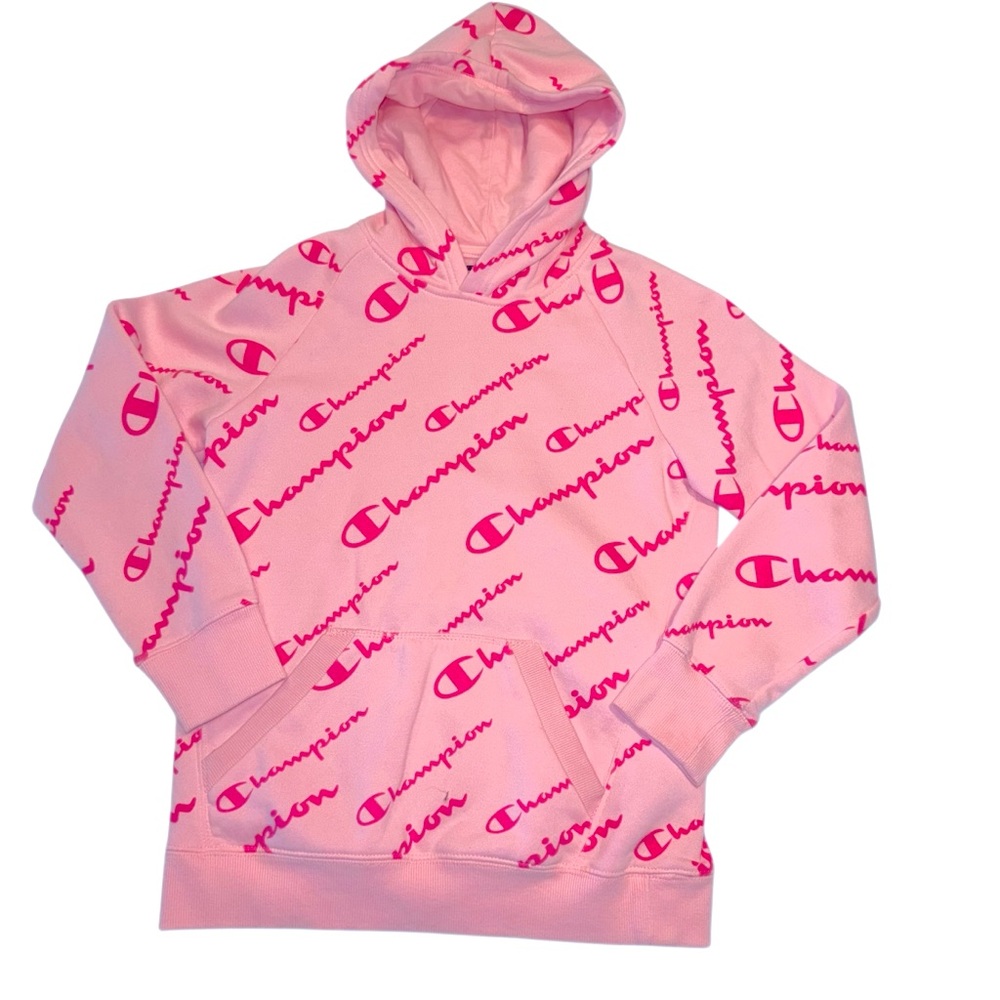 Champion Athletic Youth Pink Logo Hoodie Size Large